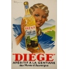Affiche ancienne de publicité - Henry le Monnier - circa 1940 - Diège Gentiane Auvergne - 120.5 par 80 cm
