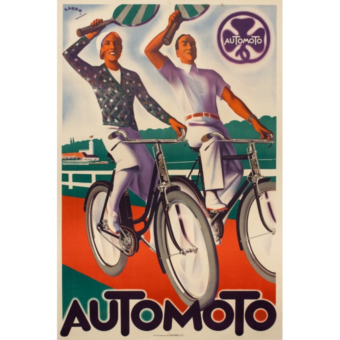 Affiche ancienne de publicité - Lauro - 1928 - Automoto - 120 par 80 cm