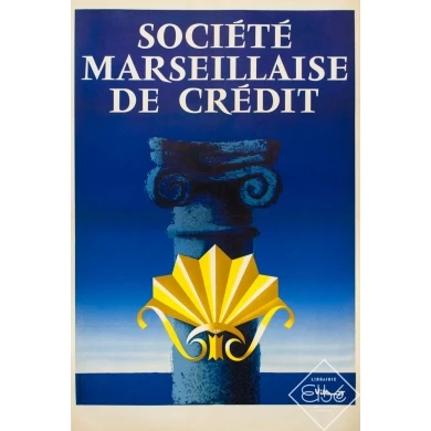 Vintage advertising poster - Villemot - Circa 1960 - Société Marseillaise De Crédit - 46.8 by 31.1 inches
