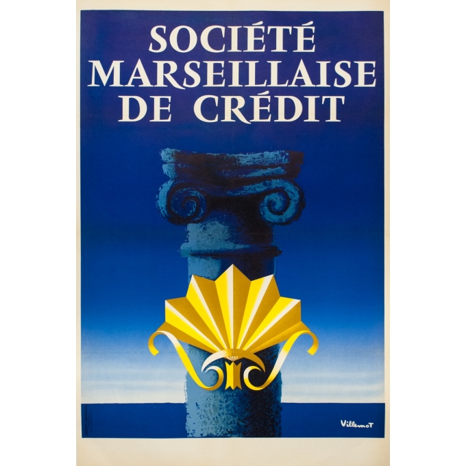 Affiche ancienne de publicité - Villemot - Circa 1960 - Société Marseillaise De Crédit - 119 par 79 cm