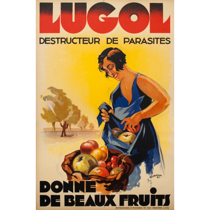 Affiche ancienne de publicité - Robmar - 1931 - Lugol Destructeur De Parasites - 120 par 79.5 cm