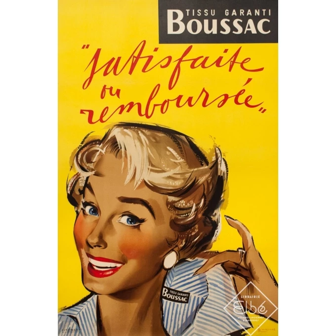 Affiche ancienne de publicité - E.Couronne - 1960 - Boussac Tissu - 118 par 77.5 cm