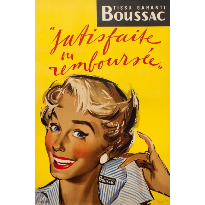 Vintage advertising poster - E.Couronne - 1960 - Boussac Tissu - 46.5 by 30.5 inches