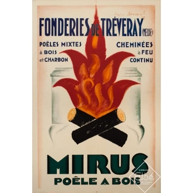 Affiche ancienne de publicité - D'après Loupot - 1928 - Fonderie De Tréveray Mirus - 122 par 81 cm