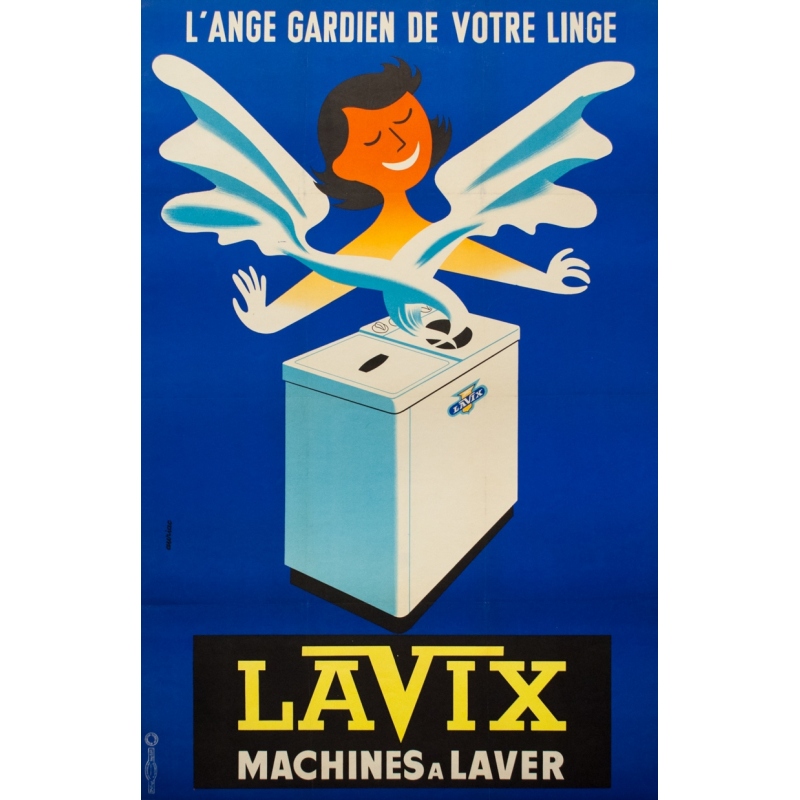 Affiche ancienne de publicité - Auriac - 1960 - Lavix Machine À Laver - 117 par 76 cm