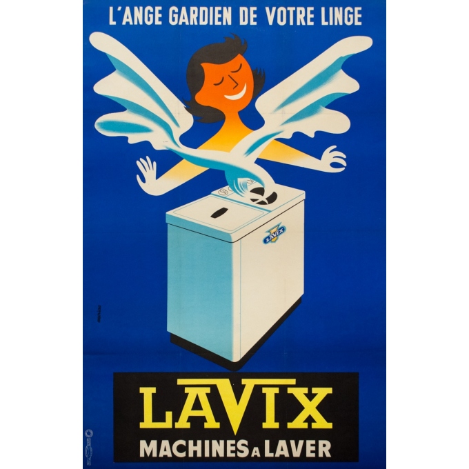 Vintage advertising poster - Auriac - 1960 - Lavix Machine À Laver - 46.1 by 29.9 inches