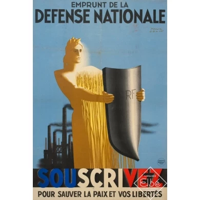 Vintage advertising poster - Paul Colin - 1939 - Défense Nationale - 46.1 by 31.1 inches