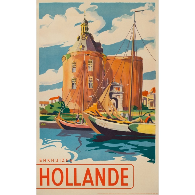 Affiche ancienne de voyage - Frederiks - 1958 - Hollande - 100 par 63.5 cm