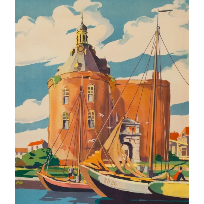 Affiche ancienne de voyage - Frederiks - 1958 - Hollande - 100 par 63.5 cm - 2