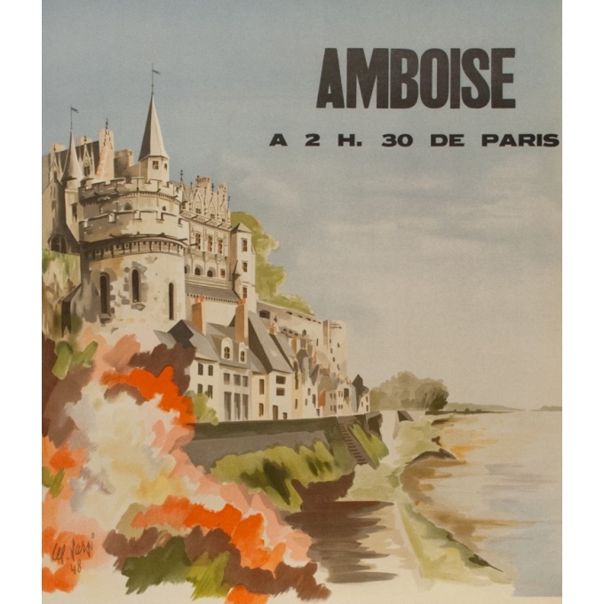 Vintage travel poster - Varsi - 1948 -  Amboise - 37.4 by 24.6 inches - 2