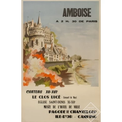 Affiche ancienne de voyage - Varsi - 1948 - Amboise - 95 par 62.5 cm