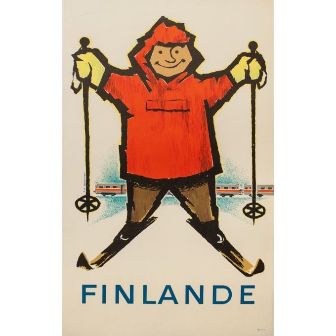 Affiche ancienne de voyage - O. K.Oksanen - 1960 -  Finlande - 100 par 63 cm