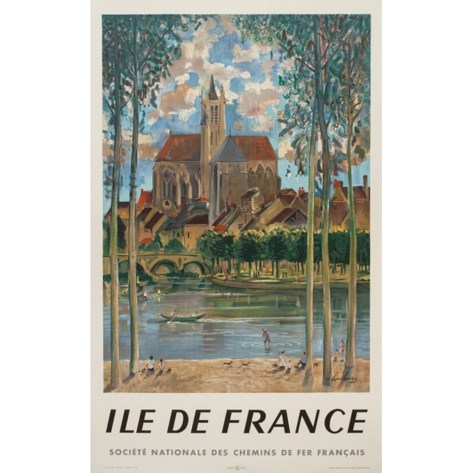 Affiche ancienne de voyage - A.Hambourg - 1958 - Ile De France SNCF - 101 par 63 cm