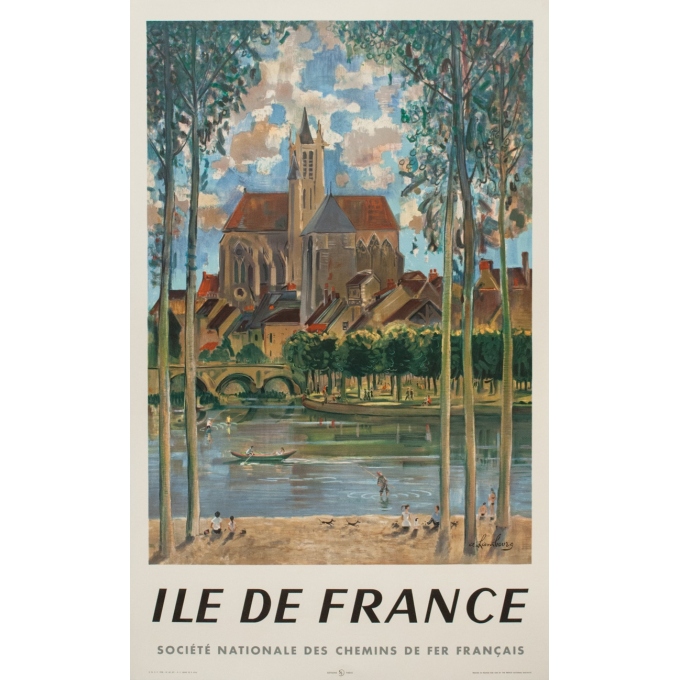 Vintage travel poster - A.Hambourg - 1958 - Ile De France SNCF - 39.8 by 24.8 inches