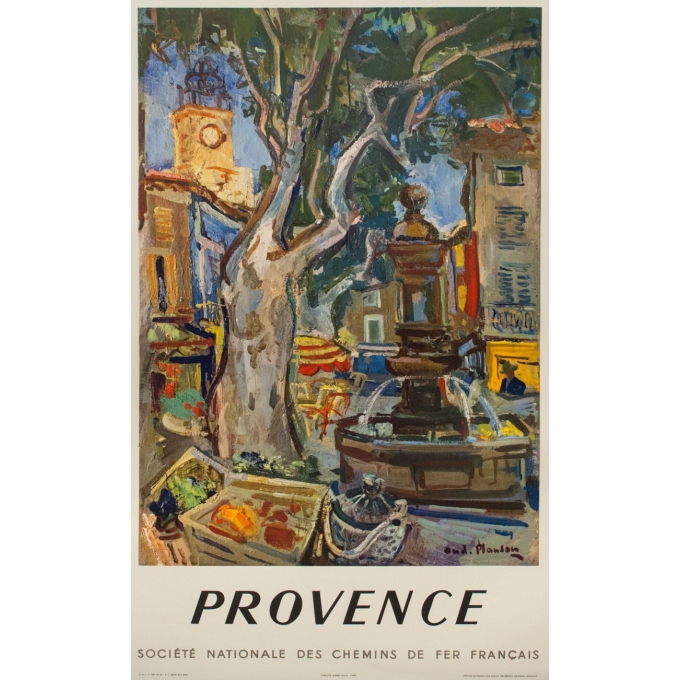 Affiche ancienne de voyage - André Planson - 1957 - SNCF Provence - 99 par 62 cm