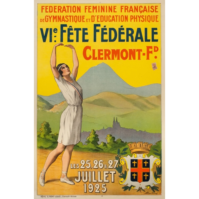 Affiche ancienne - Maillard - 1925 - Vieme Fête Federation Féminine De Gymnastique Et D'Éducation Physique - 119 par 78 cm