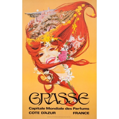 Affiche ancienne de voyage - Carpenta - Circa 1965 - Grasse  - 93.5 par 59 cm