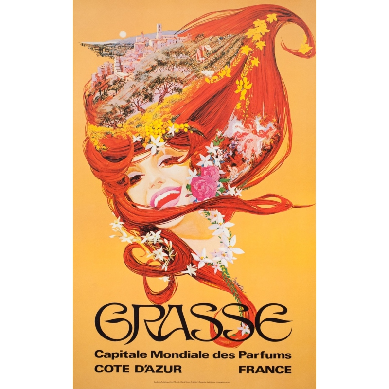 Affiche ancienne de voyage - Carpenta - Circa 1965 - Grasse  - 93.5 par 59 cm