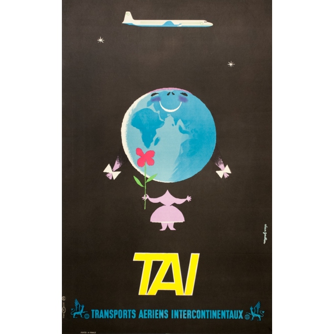 Affiche ancienne de voyage - Alain Gauthier - Circa 1955 - TAI - 98 par 62 cm