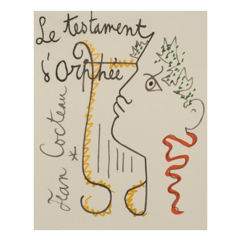 Affiche ancienne d'exposition - Jean Cocteau - Le Testament D'Orphée - 45 par 36 cm - 2