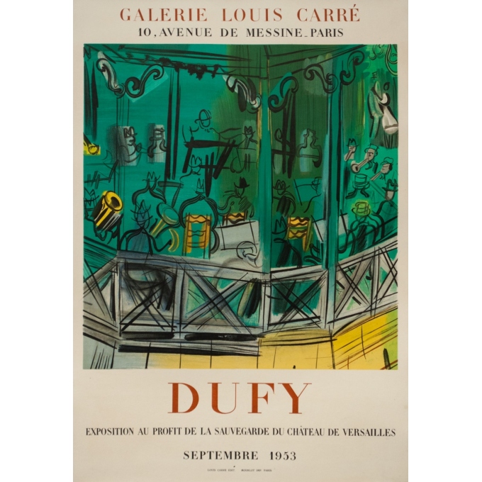 Affiche ancienne d'exposition - Raoul Dufy - 1953 - Exposition Galerie Louis Carré 1953 - 67 par 46 cm