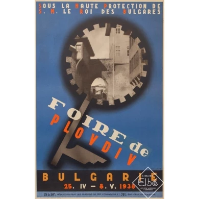 Affiche ancienne de la Foire de Plovdiv d'Yvan Penkoff 1938