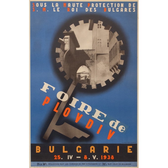Affiche ancienne d'exposition - Foire de Plovdiv - Yvan Penkoff - 1938 - 95 par 62 cm Affiche ancienne d'exposition - Foire de Plovdiv - Yvan Penkoff - 1938 - 95 par 62 cm