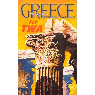 Vintage travel poster by David Circa 1960 - TWA Greece Grèce