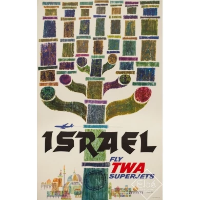 Vintage travel poster by David klein Circa 1960 - Israël TWA