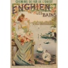Affiche ancienne de voyage - Raymond Tournon - Circa 1900 - Enghien Les Bains Chemins de Fer de L'Ouest - 106 par 73 cm