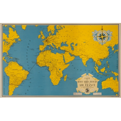 Vintage poster by Lucien Boucher Circa 1940 - Air France...