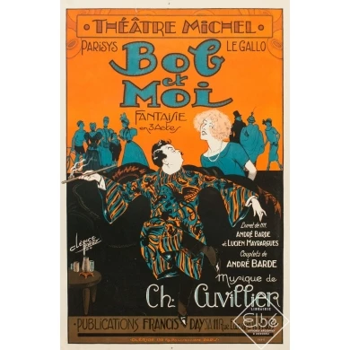 Affiche ancienne spectacle - Bob et Moi - Clérice Frères 1924 - 119 par 78.5 cm