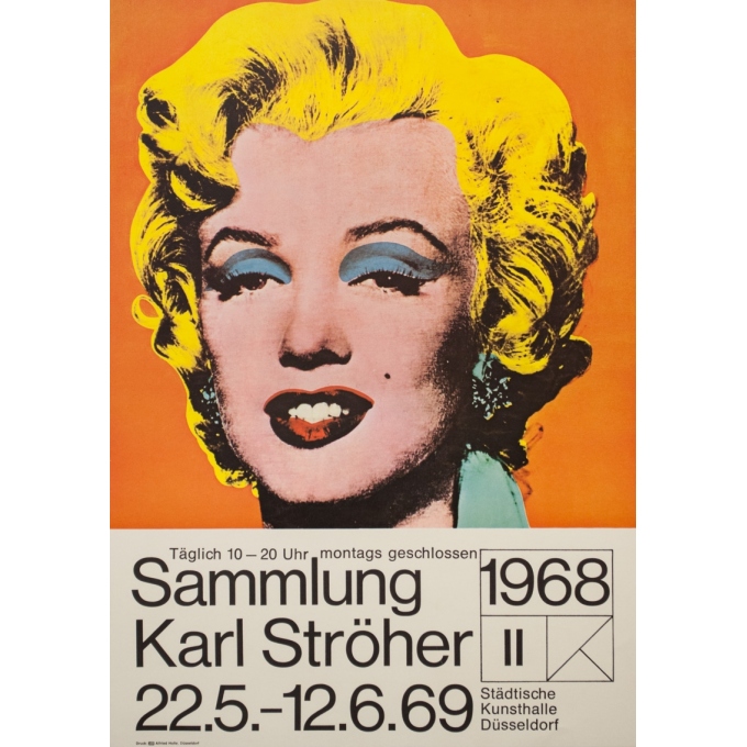 Affiche ancienne d'exposition - Andy Warhol - 1968 - Marylin Monroe Pop Art 1968 1969 - 84 par 63 cm