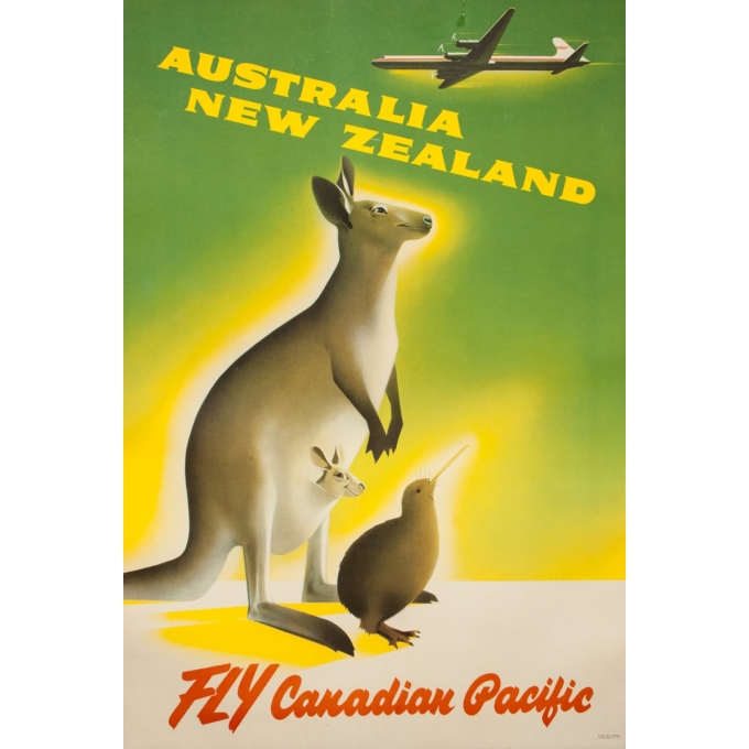 Affiche ancienne de voyage - Anonyme - Circa 1950 - Australia New Zeland Fly Canadian Pacific - 90 par 61 cm