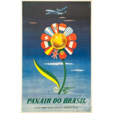 Vintage travel poster by S. Paulo Circa 1955 - Panair...