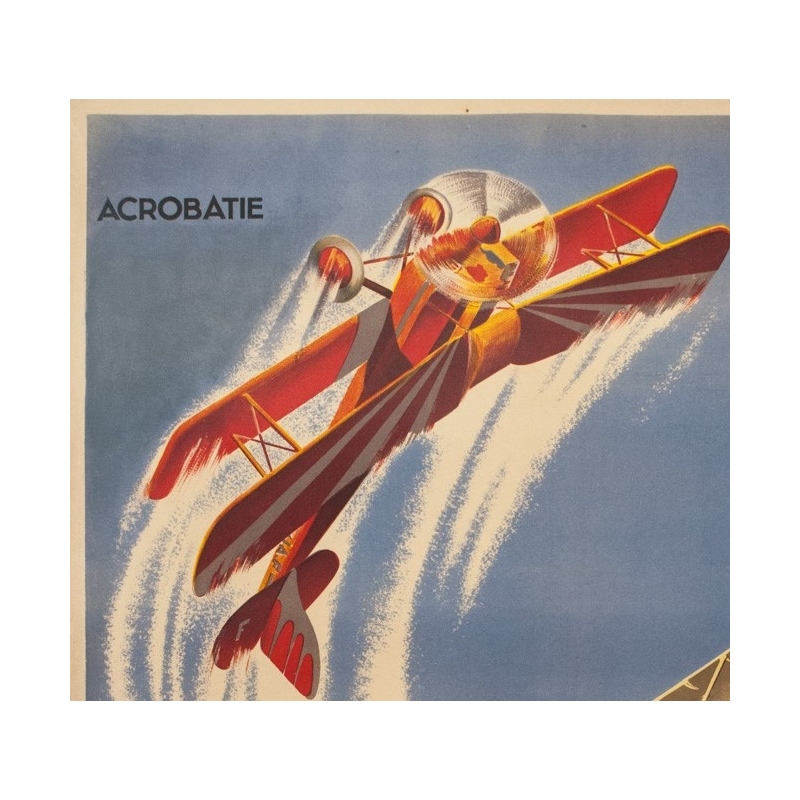 Affiche ancienne d'exposition - d'après Geo Ham - Circa 1930 - Grande Manifestation De Propagande Aérienne - 130 par 88 cm - 2