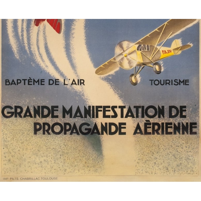 Affiche ancienne d'exposition - d'après Geo Ham - Circa 1930 - Grande Manifestation De Propagande Aérienne - 130 par 88 cm - 3