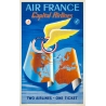 Affiche ancienne de voyage - Plaquet - 1950 - Air France Capital Airlines - 100 par 67 cm