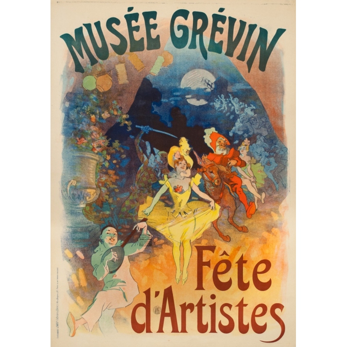 Affiche ancienne originale - Cheret - 1900 - Musée Grévin Fête D'Artistes - 125 par 89 cm