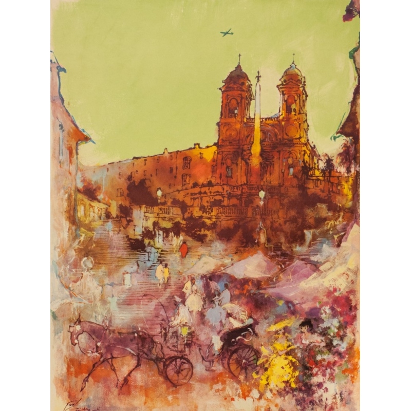 Vintage travel poster - Don - 1959 - Scandinavian Air Lines System Rome - 39.8 by 24.4 inches - 2