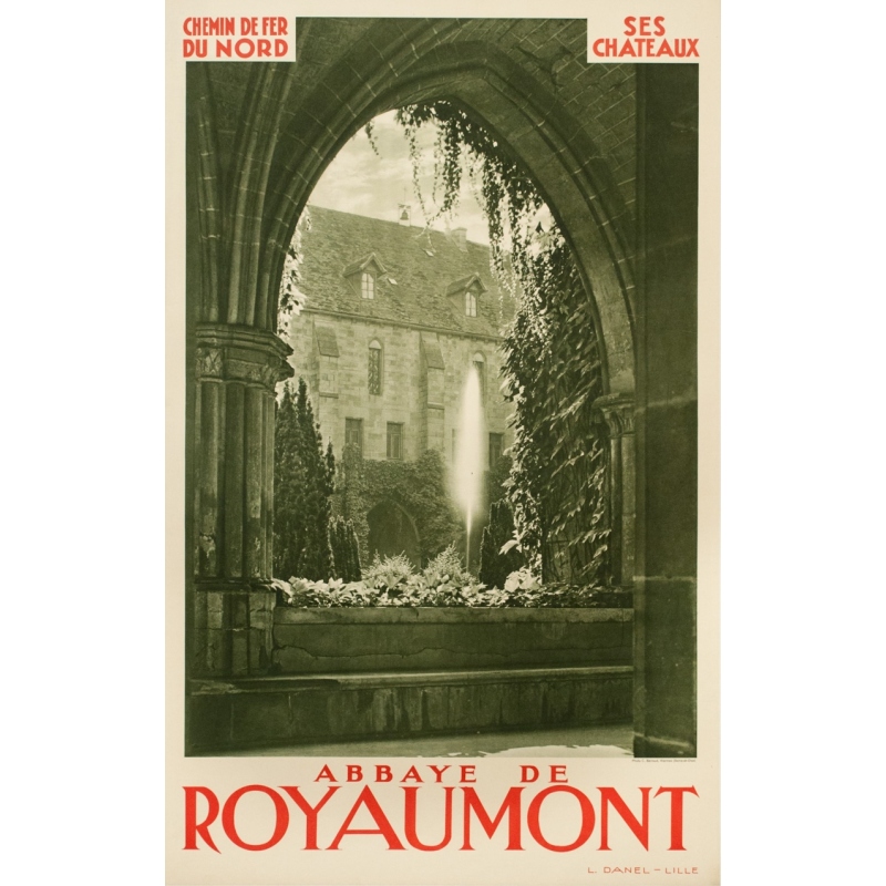 Vintage travel poster - C. BARAUD -  - Abbaye De Royaumont - 39.4 by 24.8 inches