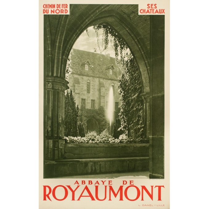 Affiche ancienne de voyage - C. BARAUD - Abbaye De Royomont - 100 par 63 cm