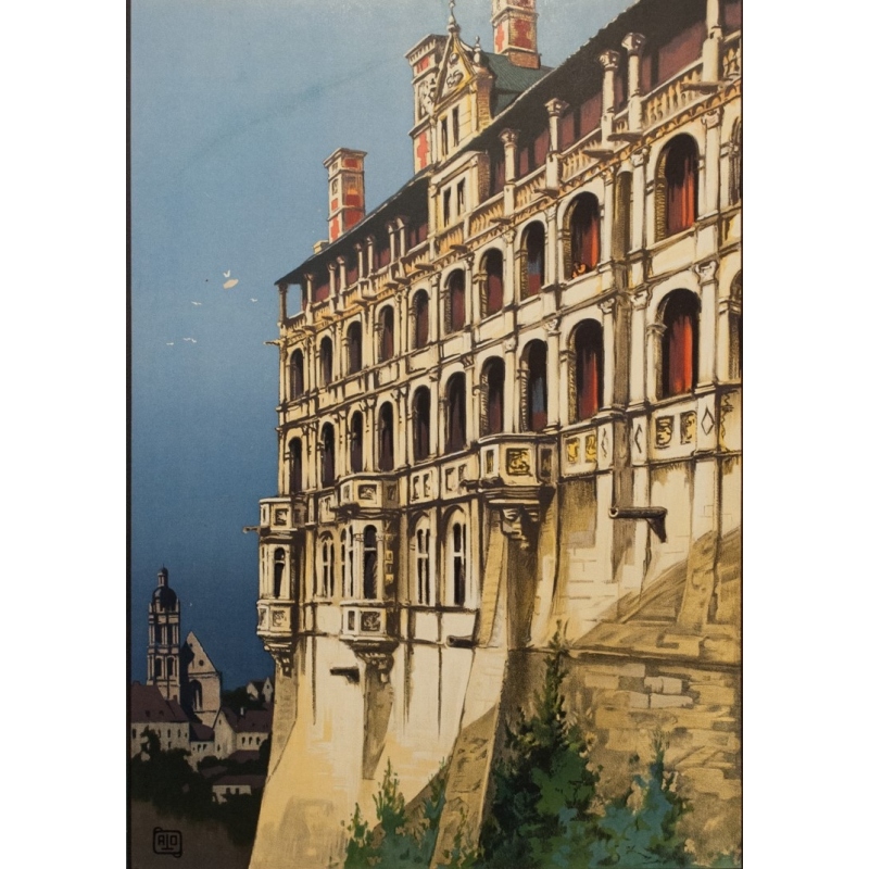 Affiche ancienne de voyage - Hallo - 1934 - Château De Blois - 100 par 62.5 cm - 2
