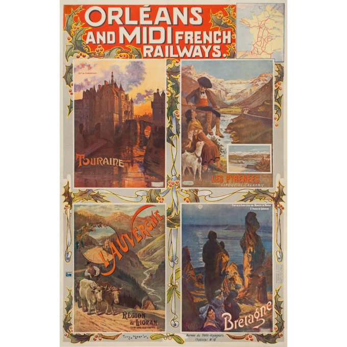 Vintage travel poster -  - 1920 - Orléans Chemin De Fer Du Midi French Rail Ways - 40.2 by 26.4 inches