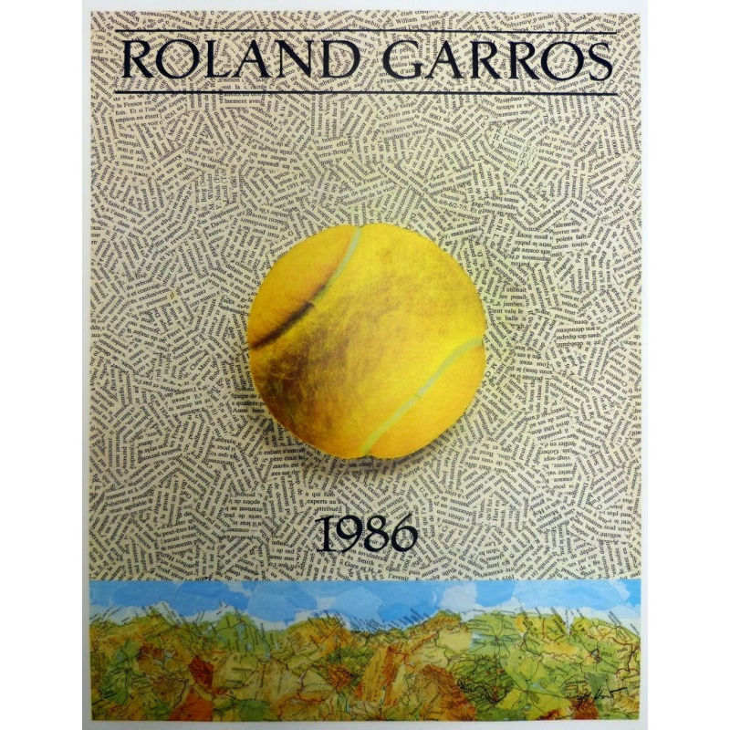 Original poster of Roland Garros 1986 by Jiri Kolar. Elbé Paris.
