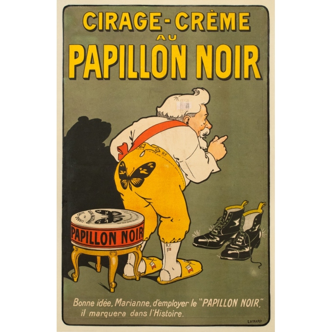 Affiche ancienne de publicité - Lochard - 1904 - Cirage Crème Papillon Noir - 116 par 76 cm Affiche ancienne de publicité - Lochard - 1904 - Cirage Crème Papillon Noir - 116 par 76 cm