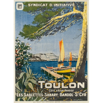 Affiche ancienne de voyage - Charli Bloctuz - Circa 1920 - Toulon Plm - 106 par 76 cm