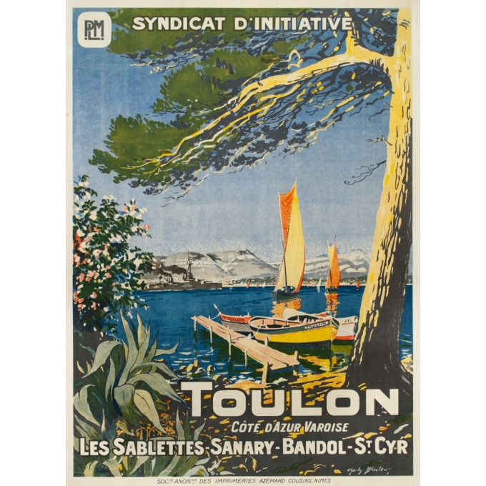 Affiche ancienne de voyage - Charli Bloctuz - Circa 1920 - Toulon Plm - 106 par 76 cm