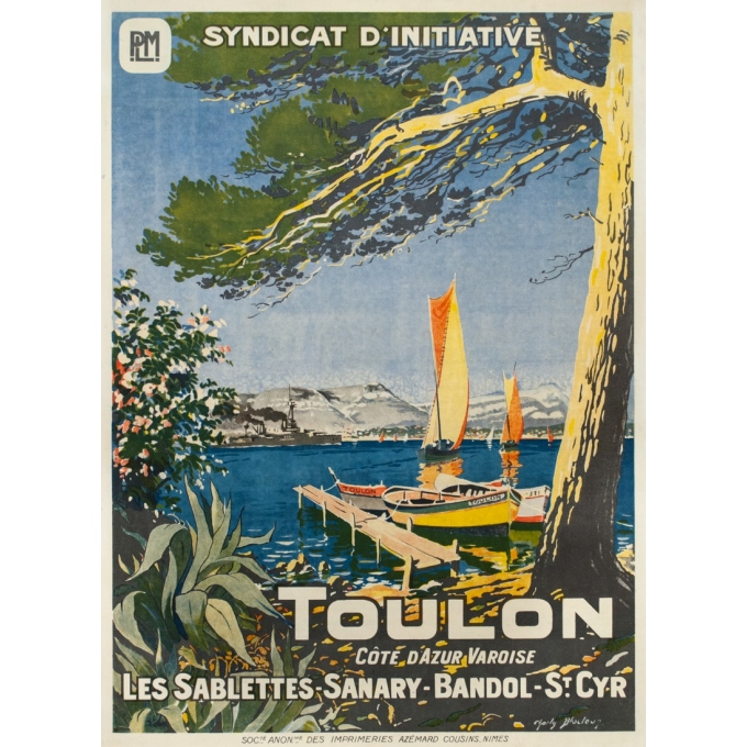 Vintage travel poster - Charli Bloctuz - Circa 1920 - Toulon Plm - 41.7 by 29.9 inches