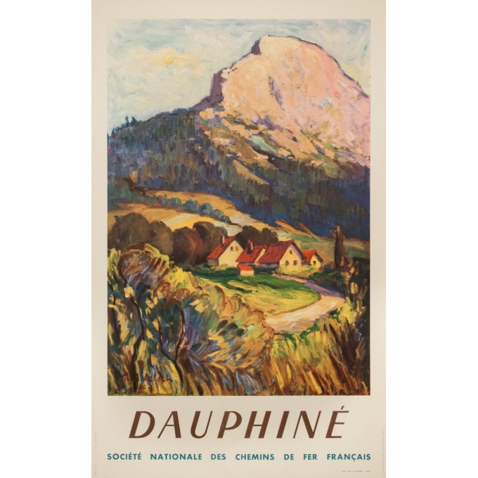Vintage travel poster - Paul Kelsch - 1946 - Dauphiné SNCF - 39.2 by 24.4 inches